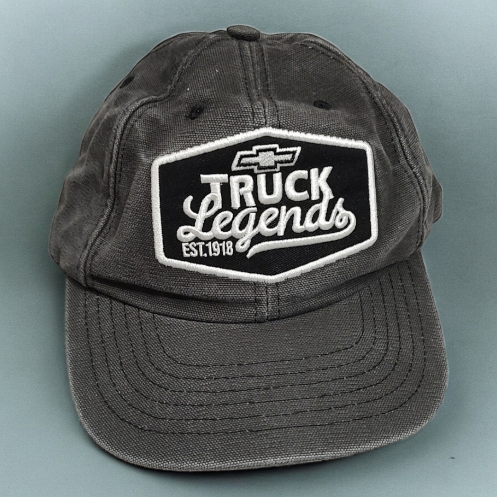 Vintage Style Chevy Truck Denim Low Profile Adjustable Cap Distressed Black
